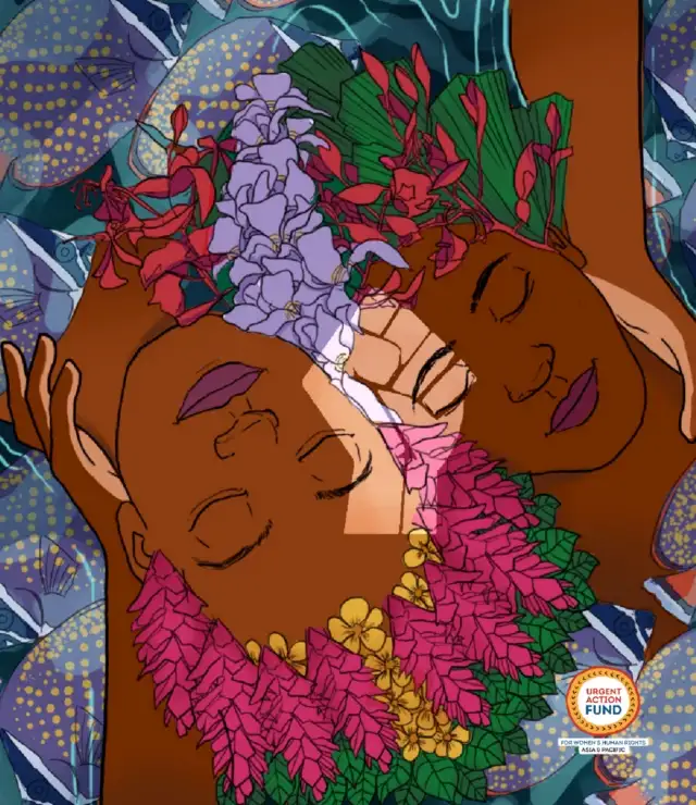 two women resting - Art by Veshalini Naidu